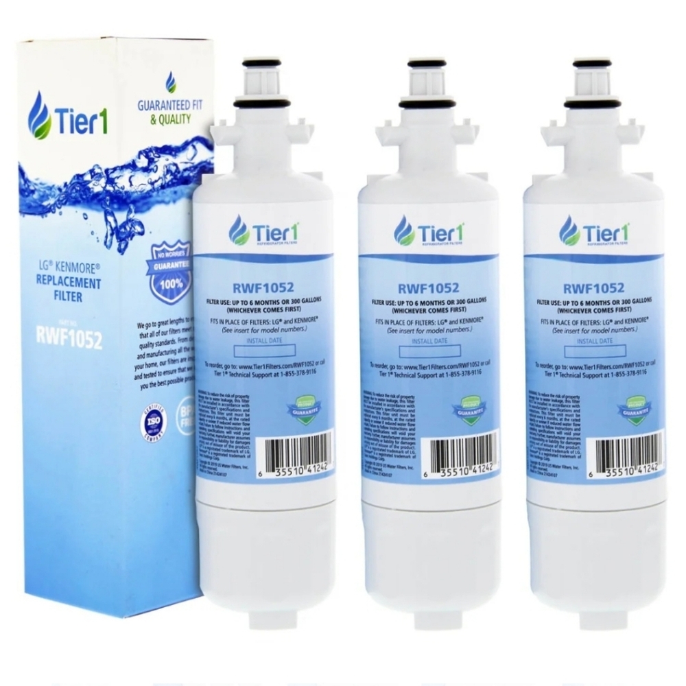 3 NEW Tier1 RWF1052 Refrigerator Water Filter Replacement for LG & Kenmore